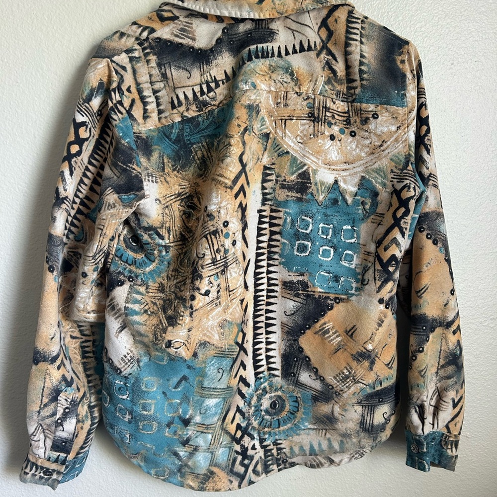 Chicos Western Aztec Pattern Button Up Flannel Si… - image 4